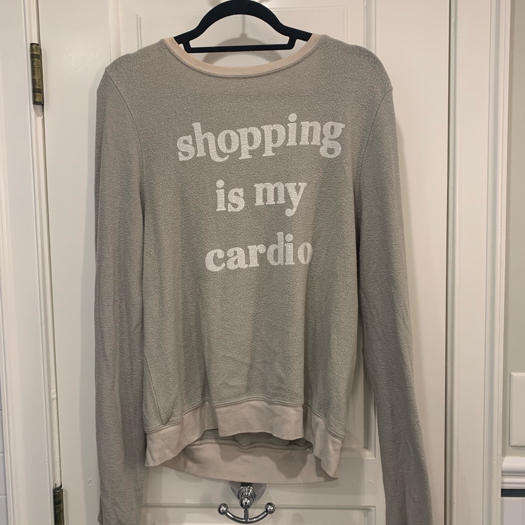 Wildfox Tops Shopping Is My Cardio Crew Neck Sweatshirt (Size: M)
